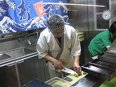 The surprisingly roomy (and clean!) interior of FISHLIPS Sushi truck.