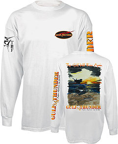 Support TBF's Gulf Thunder campaign by purchasing this t-shirt by Gulf artist Larry Rackley, featuring the slogan "The Gulf Will Rise Again."