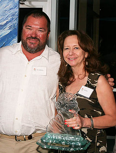 Captain Terry Robinson accepting Don Tyson's TBF Rybovich Lifetime Achievement Award in October, 2010. / Debra Todd
