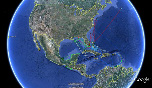 A small sample of billfish recapture tracks from conventional tags. / The Billfish Foundation